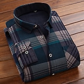 preiswerte Herren-Oberhemden-Herren Oberhemd Kariertes Hemd trachtenhemd Kragenhemd Fleece-Shirt Knopfhemd Overshirt Plaid / Karomuster Hochzeit Party A B C D Langarm Quadratischer Ausschnitt Winter Bekleidung Warm