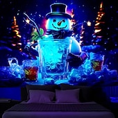 billiga jul gobeläng hängande-juldekorationer blacklight gobeläng uv reaktivt sken i mörkret snögubbe xmas trippy bar dimmigt hängande gobeläng väggkonst väggmålning för vardagsrum sovrum