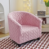 abordables Potah na křeslo a potah na křeslo-Housse de chaise club en polaire housse de chaise tonneau housse de chaise de baignoire extensible douce pour salon et chambre à coucher, protection de fauteuil lavable et amovible, protection de