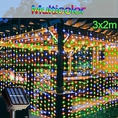 billige Soldrevet-1 stk solar led gardin krans på vinduet utendørs vanntette eventyrlys 8 lysmoduser for festival nyttår dekor led lys juledekorasjon, halloween dekorasjoner lys utendørs skinn