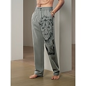 economico Casa-Per uomo Animale Leone Pantaloni di Lino Pantaloni Pantaloni Larghi Misura del girovita medio Streetwear Hawaiano Designer Casuale Quotidiano Ferie Coulisse Elastico in vita Stampa 3D Primavera