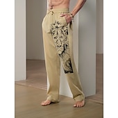 economico Casa-Per uomo Animale Leone Pantaloni di Lino Pantaloni Pantaloni Larghi Misura del girovita medio Streetwear Hawaiano Designer Casuale Quotidiano Ferie Coulisse Elastico in vita Stampa 3D Primavera