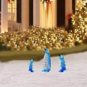 tanie zewnętrzne lampki choinkowe-3 szt. świecących pingwinów bożonarodzeniowych dekoracje ogrodowe na patio 11" świecące dekoracje pingwinów na Boże Narodzenie zewnętrzne dekoracje na taras trawnika