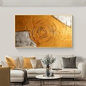 お買い得  抽象画-手作り油絵キャンバス壁アートの装飾オリジナルスキーゴールドテクスチャ家の装飾用ストレッチフレーム付き/内枠絵画なし