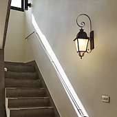 abordables appliques murales extérieures-Applique murale LED luminaire e27 applique murale antique ip65 étanche antirouille en aluminium verre lanterne applique lanterne cour jardin balcon villa lumières décoratives 110-240v