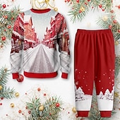 billiga Pojkens 3D Vision &amp; Geometri-Pojkar 3D jultomten Sweatshirt &amp; Sweatpants Set Set Långärmad 3d-utskrivning Höst Vinter Aktiv Mode Häftig Polyester Barn 3-12 år Rund hals Utomhus Gata Semester Normal
