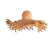 cheap Pendant Lights-Pendant Light Rattan Lampshades Japanese Style Living Room DIY Basket Lamp Straw Hat Design Chandelier Bohemian Hand Woven Ceiling Hanging Light for Kitchen Dining Room Foyer Bedroom 110-240V
