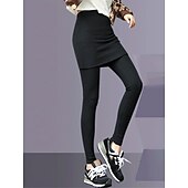 economico Leggings semplici-Per donna Ghette Di tendenza Streetwear Lunghezza intera Vita alta Liscio 2 in 1 Taglio alto Tenere al caldo Morbido Comodo Media elasticità Esterno Strada Giornaliero Grigio chiaro Grigio scuro Nero