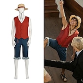 cheap Anime Costumes-One Piece Monkey D. Luffy Anime Cosplay Suits Halloween Carnival Vest Pants Hat For Men&#039;s Women&#039;s Adults&#039;