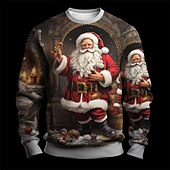 Men's Graphic Santa Claus Sweatshirts Sweatshirt Golf Pullover Sweatshirt Long Sleeve Sweatshirt Crew Neck Fashion Daily Casual 3D Print Vacation Holiday Going out Print Spring &  Fall3