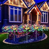 economico Luci paesaggistiche-1 confezione di fuochi d&#039;artificio decorativi natalizi a 8 funzioni ad energia solare, luce da prato montata a pavimento, matrimonio festivo, lampada decorativa impermeabile per esterni di Halloween