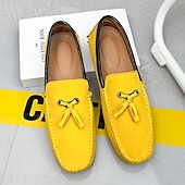 cheap Men&#039;s Slip-ons &amp; Loafers-Men&#039;s Orange and Blue Suede Driving Loafers with Tassel Detail and Non-Slip Rubber Sole - Stylish and Comfortable for Casual and Driving Wear
