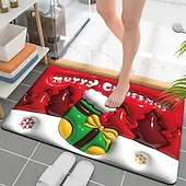 halpa Christmas Bath-kylpymatot, nopeasti kuivuva sisä-/ulkomattomatto, hyvää joulua joulupukki ylösalaisin riippuva punainen tausta kumi liukumaton imukykyinen ohut kynnysmatto kylpyhuoneeseen, makuuhuoneeseen, etuoveen,