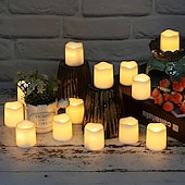 cheap Candle Lights-24Pcs Flameless LED Candle Creative Wishing Led Tea Light Warm White Flameless Candle Halloween Christmas Decor Candle Light