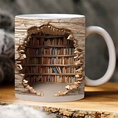voordelige Mokken &amp; Bekers-3D boekenplank mok sublimatie, 3D boek mok wrap, 11oz en 15 oz mok ontwerp, 3D mok wrap, 11oz mok png, 15oz mok png boek minnaar mok koffiemok