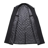 abordables Manteaux &amp; vestes-Homme Manteau d&#039;hiver Manteau laine Caban Entreprise Casual Printemps Automne Hiver Laineux Chaud Respirable Vêtements d&#039;extérieur Vêtement Tenue Décontractées Couleur unie Poche Col rabattu Double