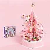 cheap Building Toys-Festival Series Crystal Festival Tree Building Blocks Toy Crystal Festival Tree Music Box Creative Puzzle Assembly Toys Festival Gift Halloween/Thanksgiving Day/Festival gift