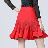 preiswerte Lateinische Röcke-Latein-Tanz Röcke Plissee Quaste Pure Farbe Damen Leistung Ausbildung Hoch Spandex