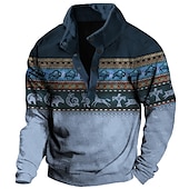 tanie Męskie bluzy 3D-Męskie Graficzny Zwierzę Kowboj Bluzy Bluza dresowa Długi rękaw Podkoszulek Kołnierz stawiany Etniczne Vintage Retro zachodni kowboj Druk 3D Urlop Sporty na świeżym powietrzu Święto Nadruk Wiosna i