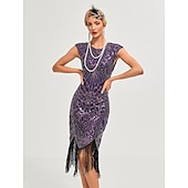 olcso Ruhák-Ordító 20-as évek 1920-as évek Koktélruha Flapper ruha Ruhák Karácsonyi party ruha A nagy Gatsby Charleston Esküvői Vendég Flitter Rojt Jelmez Női Karácsony Mindszentek napja Farsang Farsang Esküv