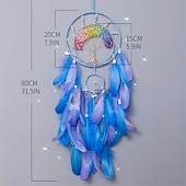 economico Acchiappasogni-vita dell&#039;albero acchiappasogni regalo fatto a mano con gancio di piuma blu fiore carillon di vento ornamento appeso a parete arredamento arte boho