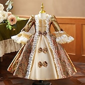 رخيصةأون فساتين-قوطي روكوكو خمر مستوحاة فساتين أزياء الحفلة حفلة تنكرية أميرة شكسبير لون الصلبة منفوش ملابس تنكرية للفتيات رويال عيد الرعب مهرجان عيد الأطفال مناسب للحفلات زفاف ضيف حفل زفاف الطفل فستان كل الفصول