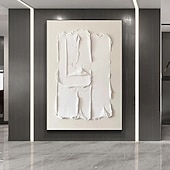 preiswerte Abstrakte Gemälde-Schweres, strukturiertes, dickes 3D-Ölgemälde auf Leinwand, abstraktes beige-weißes Acryl, Wandkunst, handgemaltes, gerahmtes Kunstwerk, gespannter Rahmen, fertig zum Aufhängen