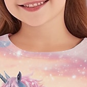 cheap Girl&#039;s 3D Cartoon-Girls&#039; 3D Unicorn Tee Shirts Long Sleeve 3D Print Fall Winter Active Fashion Cute Kids 3-12 Years Crew Neck Outdoor Casual Daily Regular Fit