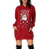 olcso Vicces karácsonyi pulóverek és pulóverek-Karácsony Mikulás Ruhák Kapucnis felsőrész Pullover Klasszikus Alap Kawaii Kompatibilitás Női Felnőttek Karácsony Újév 3D nyomtatás Hétköznapi