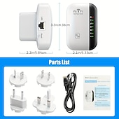 abordables Routers Wireless-Repetidor wifi de 300 Mbps, amplificador de señal wifi, amplificador wifi, repetidor wifi inalámbrico de largo alcance 802.11n, punto de acceso