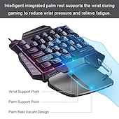 abordables Claviers-Clavier de jeu mécanique à une main, mini clavier de jeu portable rétroéclairé rvb
