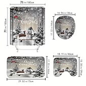 abordables Baño de Navidad-Cortina de ducha navideña de muñeco de nieve, juego de cortinas impermeables con 12 ganchos, accesorios de baño navideños, decoración navideña
