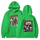 levne Halloweenská grafika-předvečer Všech svatých Výkřik Ghostface Kostlivec Kapuce Tisk Přední kapsa Grafika Pro Pro páry Pánské Dámské Dospělé předvečer Všech svatých Karneval Plesová maškaráda Horká ražba předvečer Všech