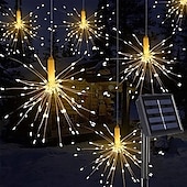 abordables Lumières de cordes solaires-1pc feux d&#039;artifice solaires d&#039;extérieur, décoration de jardin en forme de sphère de Noël en forme d&#039;étoile à LED