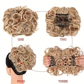 economico Chignon-Chignon Chignon A cordoncino Capelli sintetici Pezzo di capelli Estensione capelli Liscio Feste Giornaliero Serata e festa A1 A2 A3