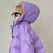 cheap Outerwear-Kids Girls&#039; Down Coat Kids Puffer Jacket Active Pocket School Coat Outerwear 4-13 Years Winter Black Purple