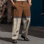 economico Sciolto-Color Block Geometria Vintage Lavoro Per uomo Stampa 3D Pantaloni Esterno Strada Indossalo per lavorare Poliestere Nero Blu marino Marrone S M L Alto Elasticità Pantaloni