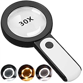 abordables Outillage à Main-Loupe de lecture portative 30x, loupe éclairée, lentille de microscope, montre de bijoux, loupe avec lumière led