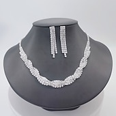 cheap Jewelry Sets-Jewelry Set 3pcs Copper Rhinestone 1 Necklace Earrings Bracelets Women&#039;s Vintage Fashion Simple Geometrical Geometric Jewelry Set For Party Wedding Guest Daily