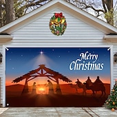 お買い得  屋外装飾-クリスマスガレージドアバナー、屋内屋外クリスマス休暇、幸せな背景、装飾カバー、クリスマス新年あけましておめでとうございますバナー、大型ドアカバー、クリスマス装飾