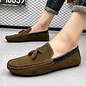 cheap Men&#039;s Slip-ons &amp; Loafers-Men&#039;s Orange and Blue Suede Driving Loafers with Tassel Detail and Non-Slip Rubber Sole - Stylish and Comfortable for Casual and Driving Wear