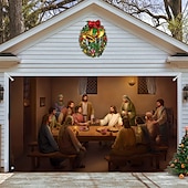 お買い得  屋外装飾-クリスマスガレージドアバナー、屋内屋外クリスマス休暇、幸せな背景、装飾カバー、クリスマス新年あけましておめでとうございますバナー、大型ドアカバー、クリスマス装飾