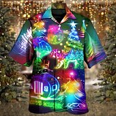 Christmas Men's Christmas Scene Printed Shirts Casual Outdoor Street Fall Turndown Short Sleeve Purple S M L Shirt4