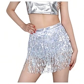 cheap Great Gatsby-Women Sequin Hip Skirt Fringe Tassel Wrap Scarf Party Rave Festival Outfit Halloween Belly Dance Costume Party Club