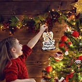 voordelige Kerstboomversieringen-kerstboomversiering, kerstman 2d acryl hangende ambachten autohanger kerstcadeau woondecoratie