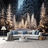 billige Skogteppe-hengende billedvev tre vinter hvit skog veggkunst stor billedvev veggmaleri dekor fotografi bakteppe teppe gardin hjem soverom stue dekorasjon