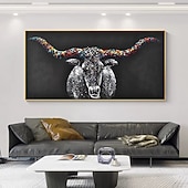 olcso Állatos festmények-mintura kézzel készített absztrakt állatok bika olajfestmények vászonra fal művészeti dekoráció modern kép lakberendezéshez hengerelt keret nélküli feszítetlen festmény