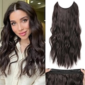 cheap Clip in Extensions-Hair Extensions 20 Inch Long Wavy Blonde Hair Extensions with Invisible Wire Adjustable Size 4 Secure Clips in Hair Extensions for Women