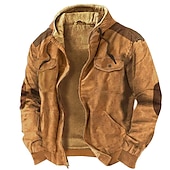 economico Felpa con cappuccio in pile-Per uomo Felpa con cappuccio a zip intera Felpa con cappuccio e zip Felpa con cappuccio in pile Felpe con cappuccio spesse Blu Marrone Verde Cachi Grigio Con Cappuccio Blocco di colori Con zip Sport