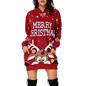 olcso Vicces karácsonyi pulóverek és pulóverek-Karácsony Mikulás Ruhák Kapucnis felsőrész Pullover Klasszikus Alap Kawaii Kompatibilitás Női Felnőttek Karácsony Újév 3D nyomtatás Hétköznapi